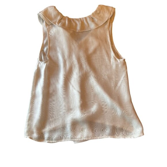 Pencey Womens Ruffle Silk Tank Top In Cream Size L Classic Career Work - Picture 6 of 6